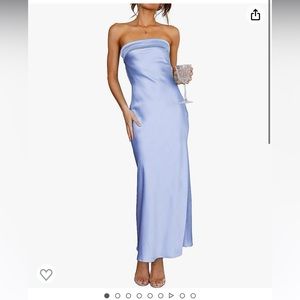 Strapless Periwinkle Satin Dress